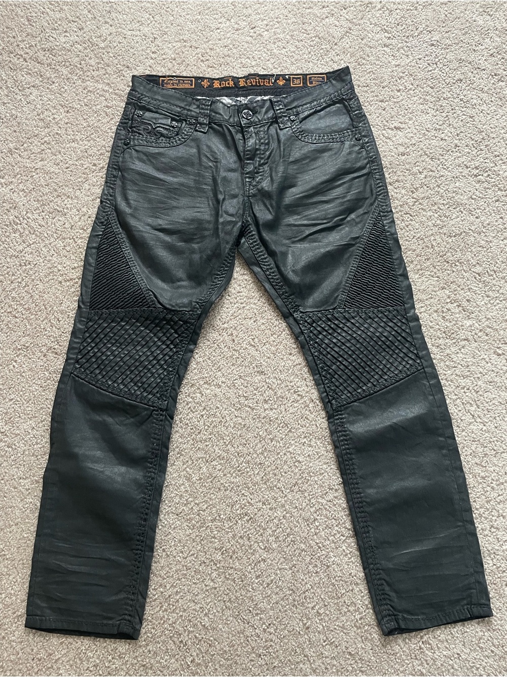 Rock Revival Men's Black Moto Jeans